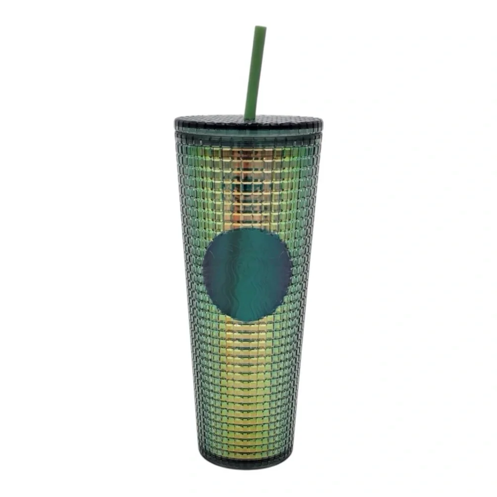 Starbucks 2022 Rainforest Green Iridescent Grid Venti 24 oz. Cold Cup Tumbler